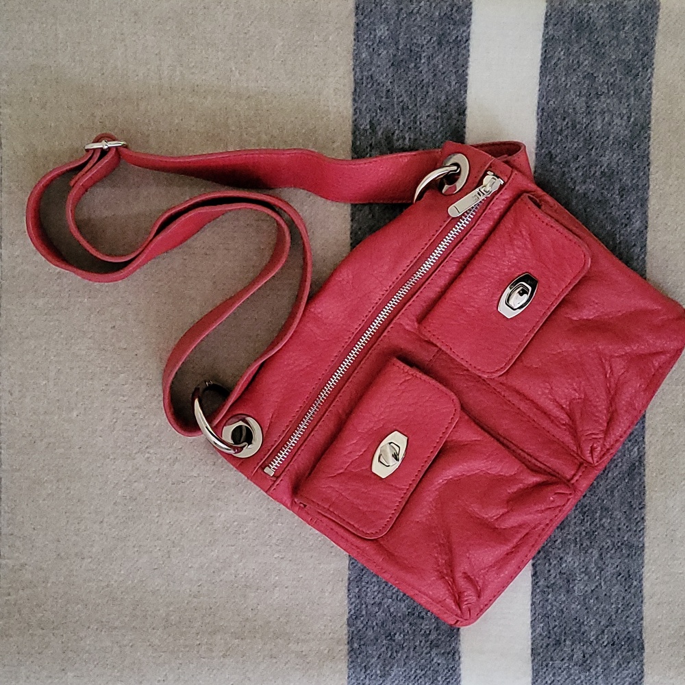 Danier Red Leather Crossbody Bag